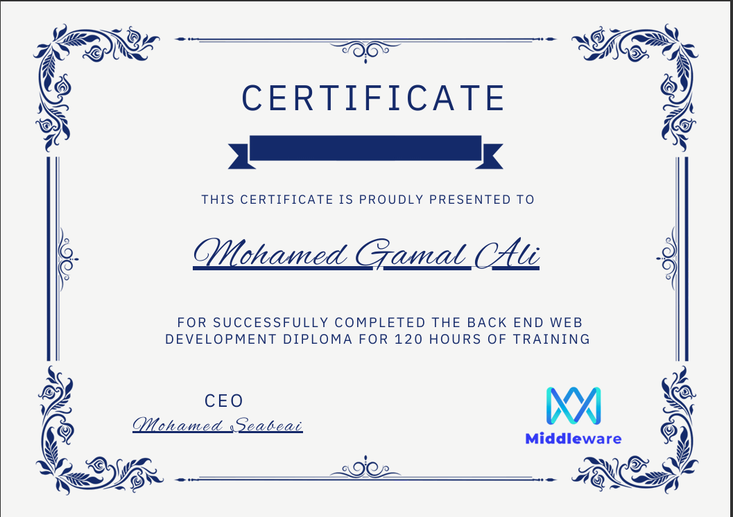 Backend .NET Development certificate