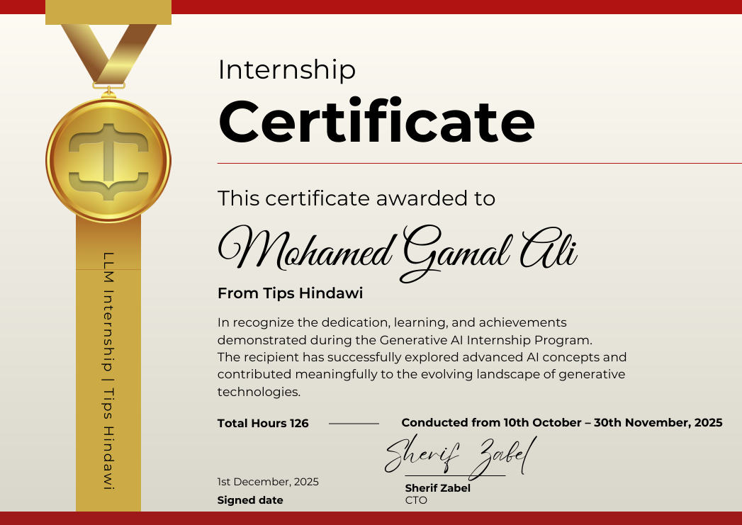 LLM Internship certificate
